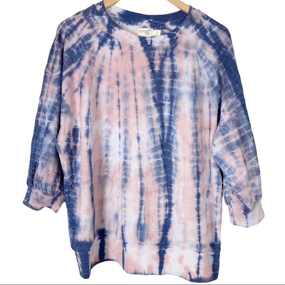 TERRA & SKY Tie Dye Textured Balloon Sleeve 14W - Picture 2 of 15